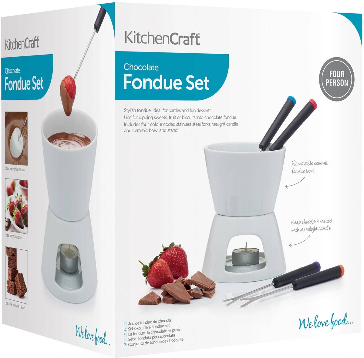 KitchenCraft Sada na čokoládové fondue, bílá