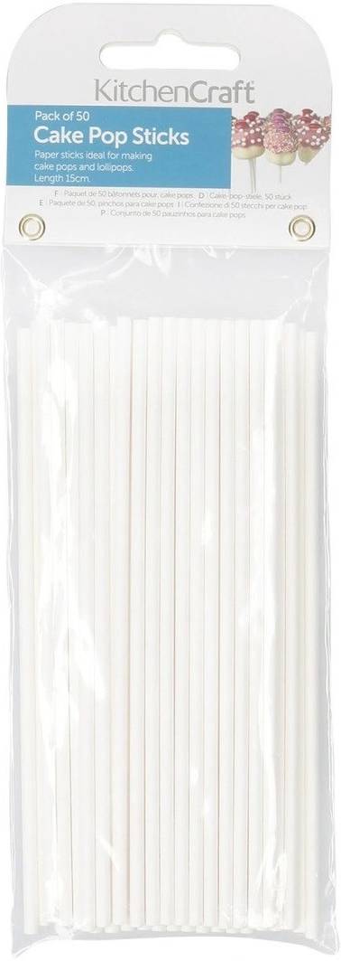 KitchenCraft Sada tyčinek na Cake Pop Sticks, 15 cm, 50 ks