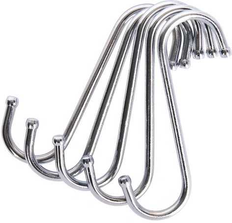 KitchenCraft Kovové pochromované háčky, 10 cm, 5 ks