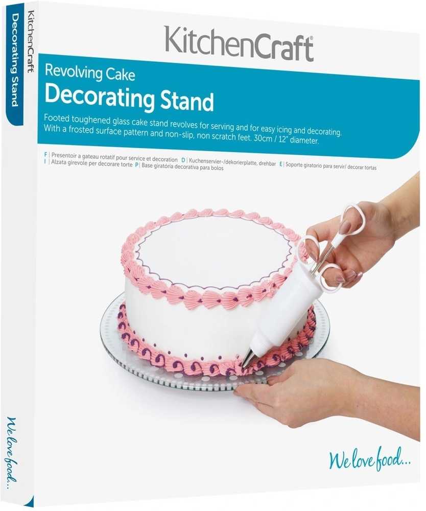 KitchenCraft Sweetly Does It Skleněný rotující podnos na dort, 30 cm