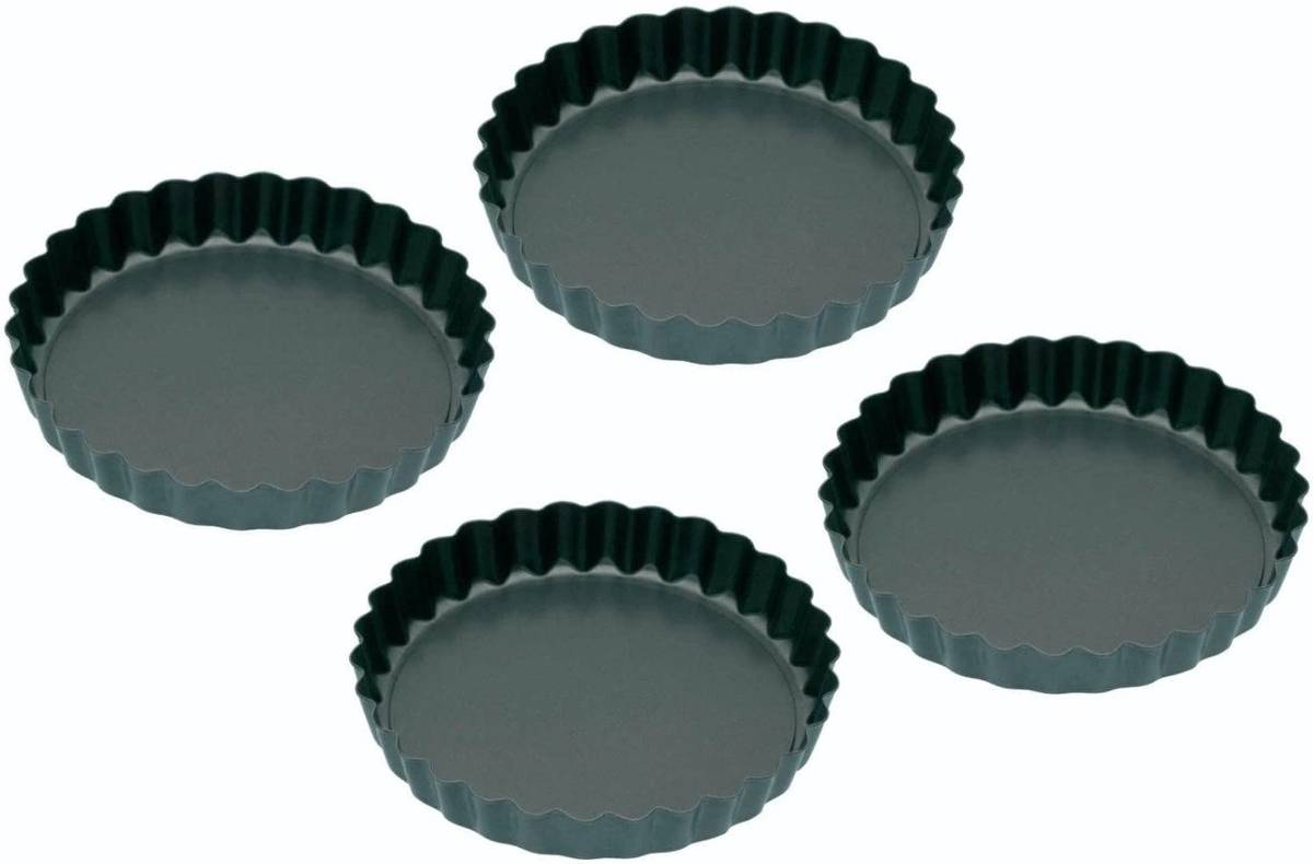 KitchenCraft Sada mini forem na quiche, 10 cm, 4 ks