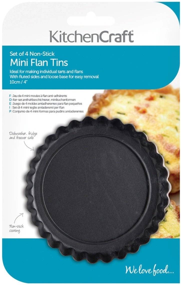 KitchenCraft Sada mini forem na quiche, 10 cm, 4 ks