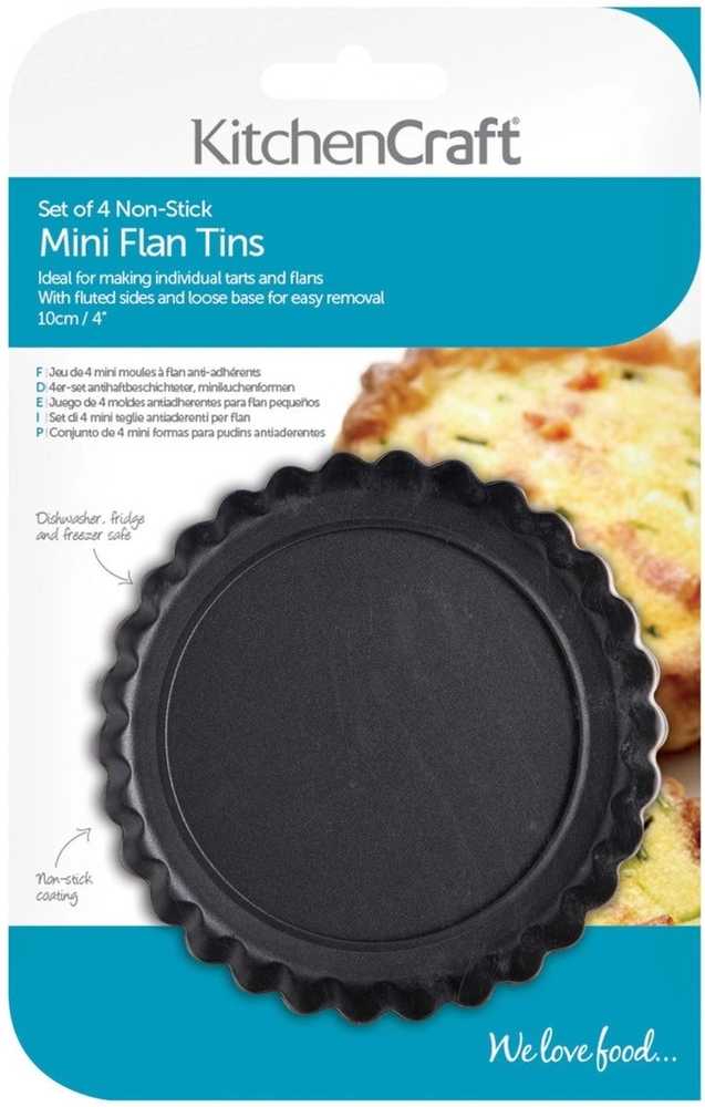 KitchenCraft Sada mini forem na quiche, 10 cm, 4 ks