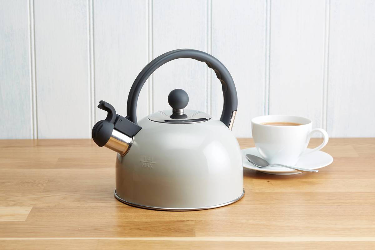 KitchenCraft Living Nostalgia Konvice na vodu pískací, šedivá, 1.3 l