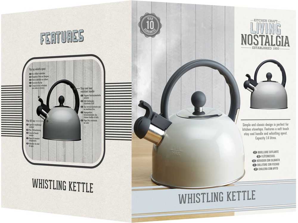 KitchenCraft Living Nostalgia Konvice na vodu pískací, šedivá, 1.3 l