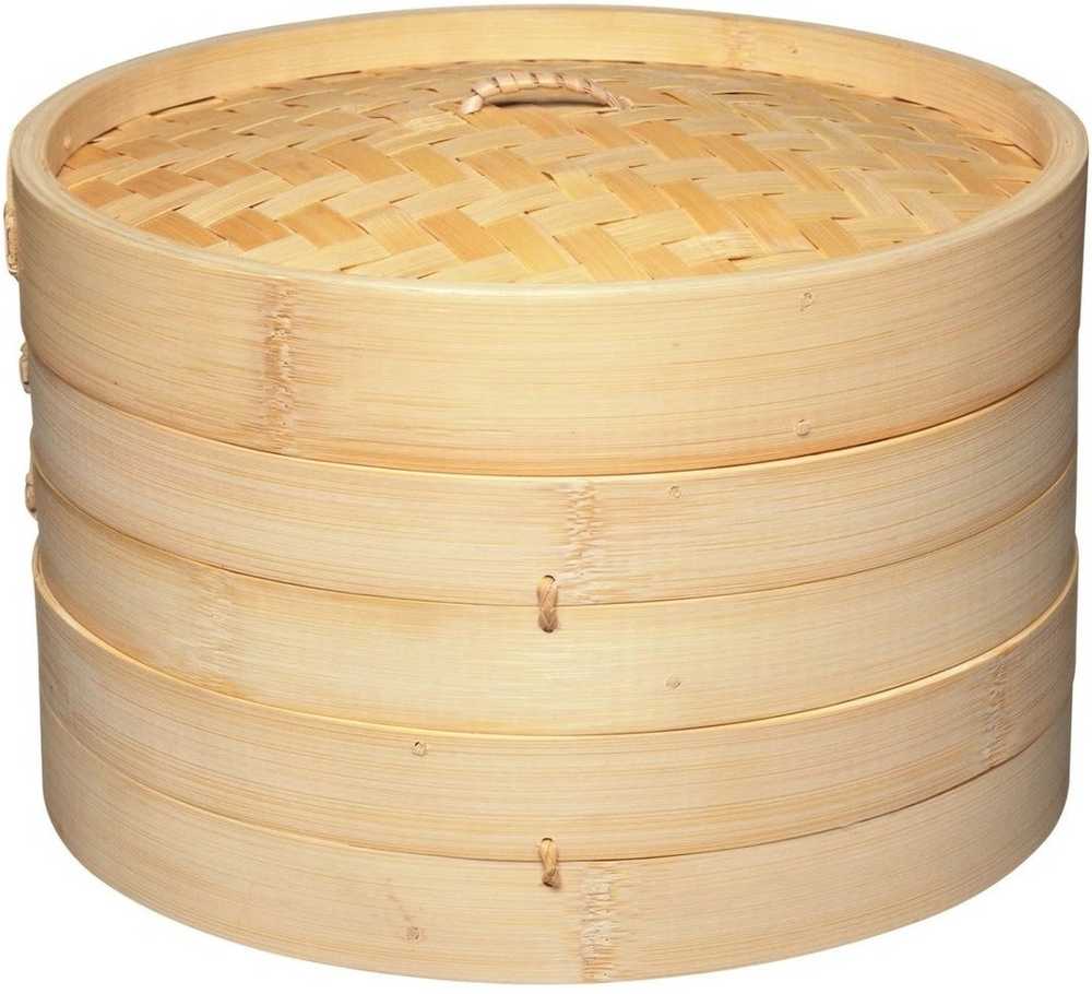 KitchenCraft World of Flavours Dvoupatrový bambusový napařovák, 25 cm