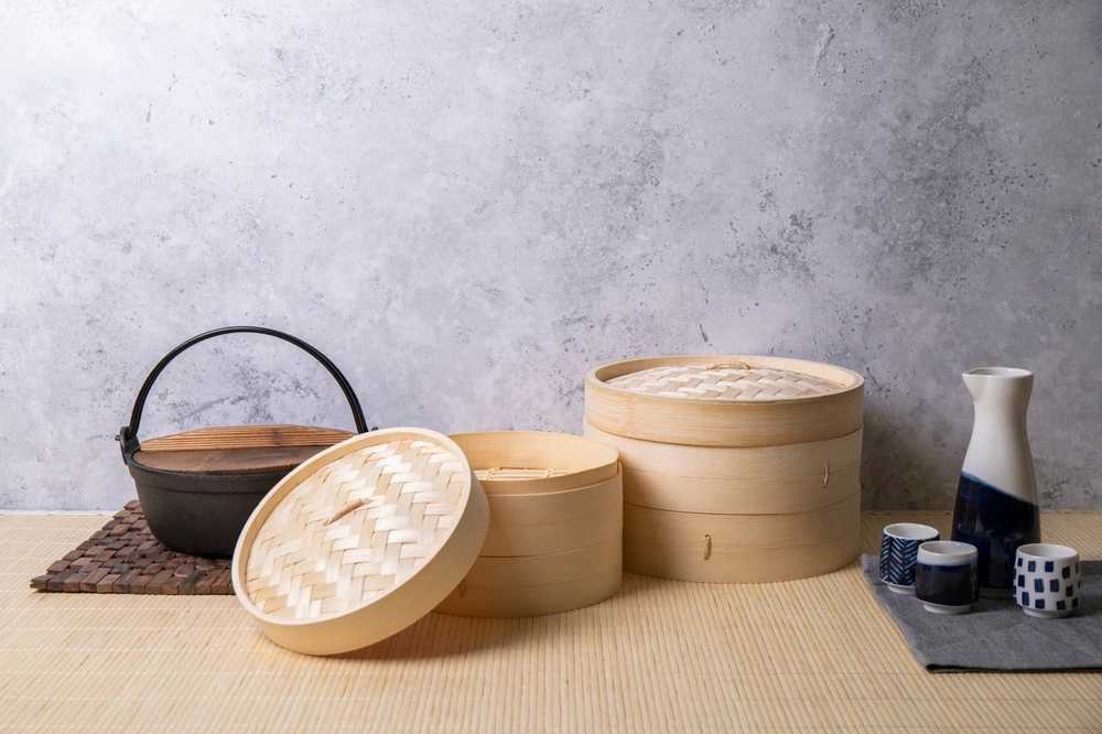 KitchenCraft World of Flavours Dvoupatrový bambusový napařovák, 25 cm