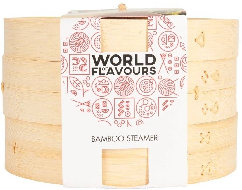KitchenCraft World of Flavours Dvoupatrový bambusový napařovák, 25 cm