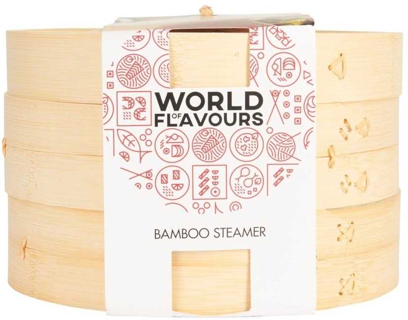 KitchenCraft World of Flavours Dvoupatrový bambusový napařovák, 25 cm