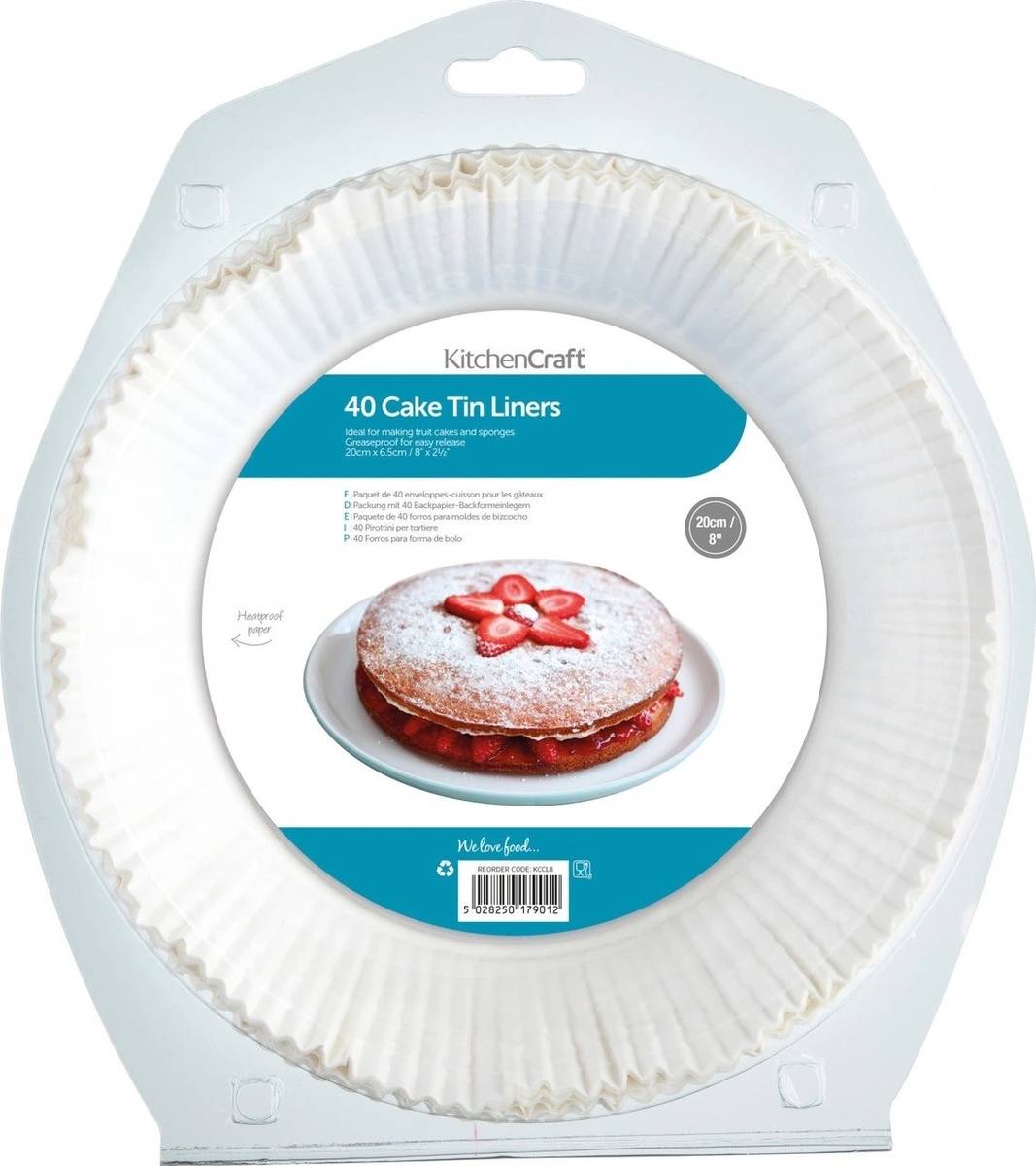KitchenCraft Balení pečících papírů pod dort, 20 cm, 40 ks