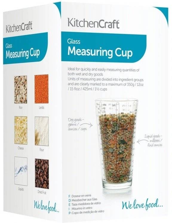 KitchenCraft Skleněná odměrka, do 425 ml