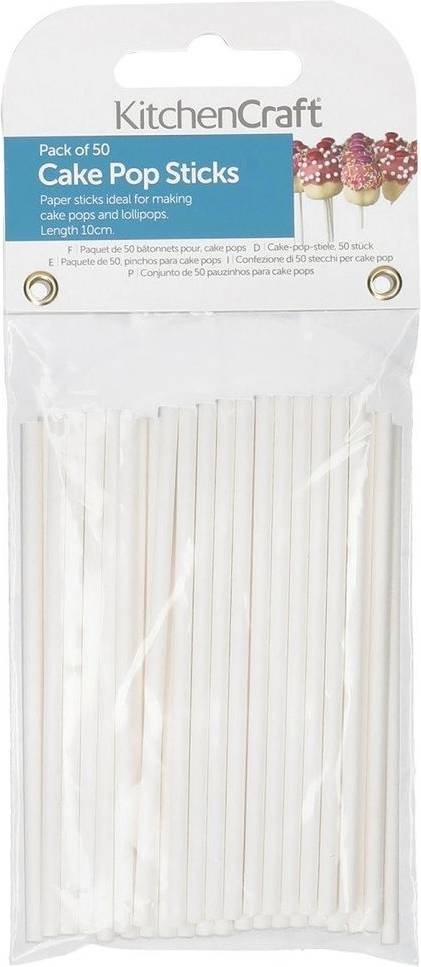 KitchenCraft Sada tyčinek na Cake Pop Sticks, 10 cm, 50 ks
