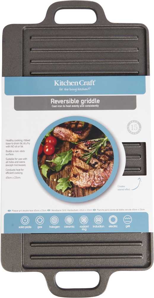 KitchenCraft Litinová grilovací pánev, 45 x 23 cm