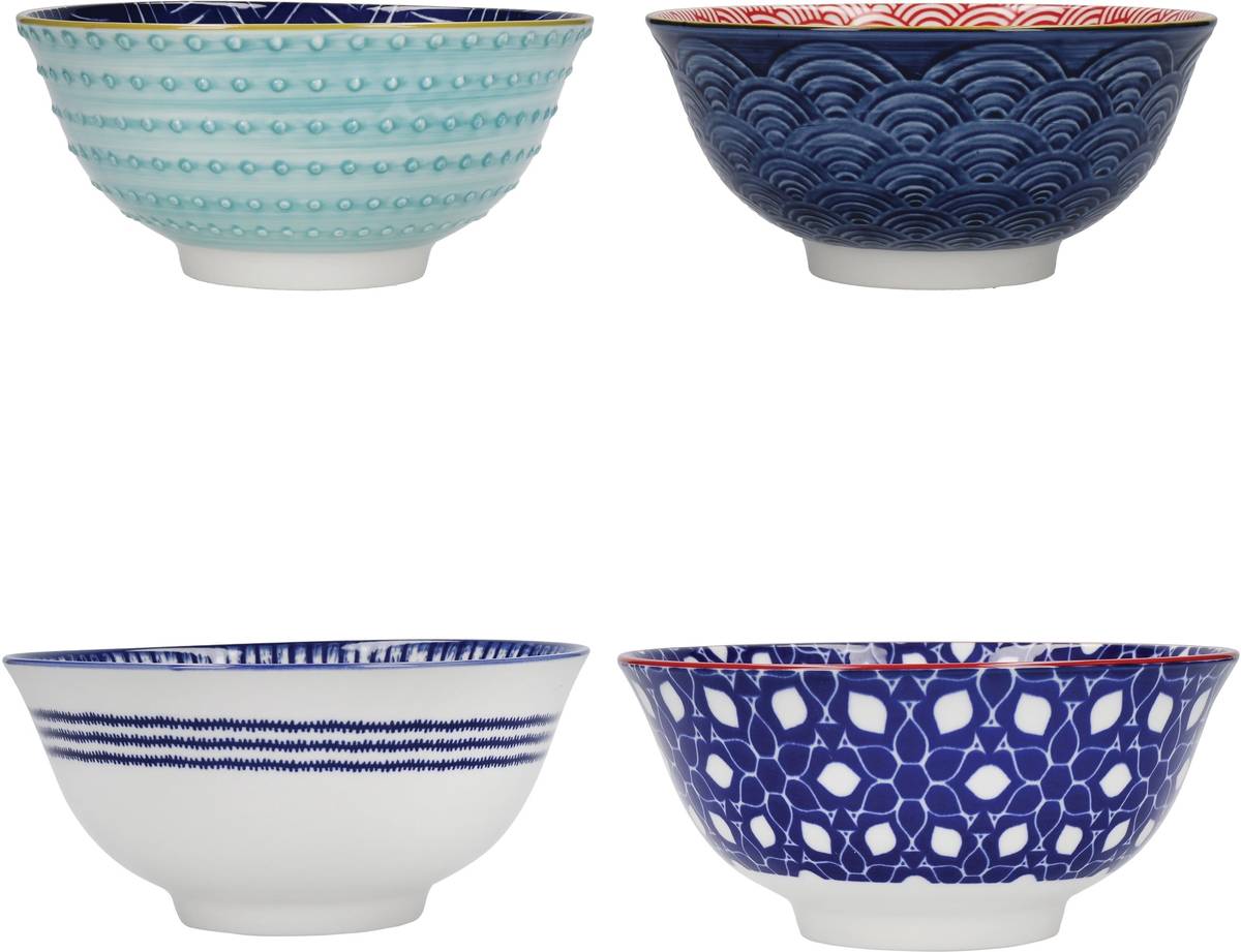 KitchenCraft Sada kameninových misek Blues, 4 ks, 15.5 cm x 7.5 cm