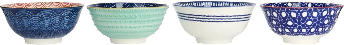 KitchenCraft Sada kameninových misek Blues, 4 ks, 15.5 cm x 7.5 cm