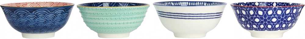 KitchenCraft Sada kameninových misek Blues, 4 ks, 15.5 cm x 7.5 cm