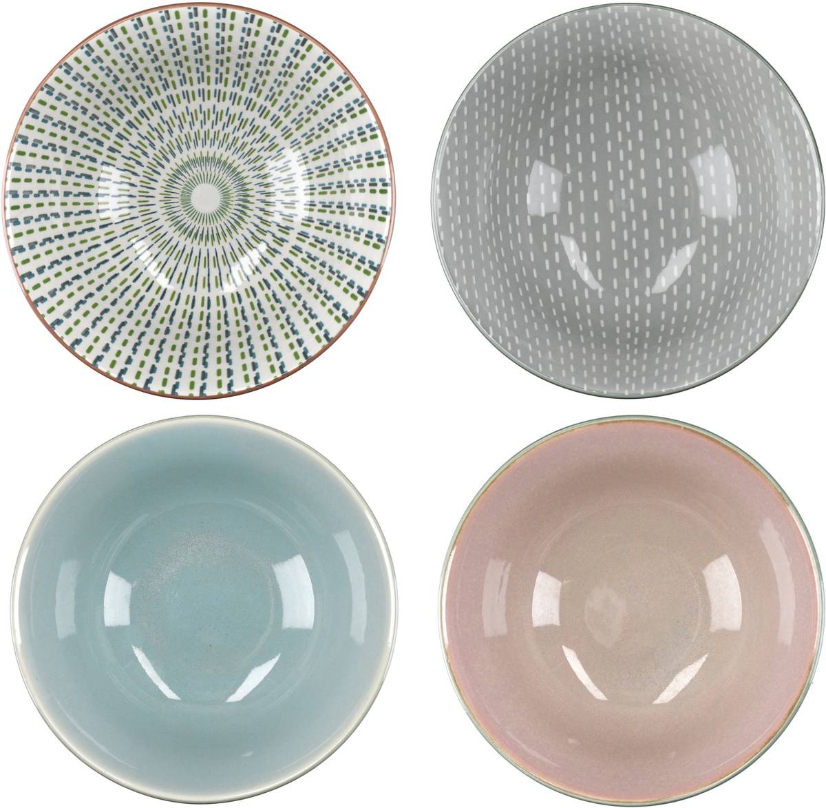 KitchenCraft Sada kameninových misek Floral, 4 ks, 15.5 x 7.5 cm