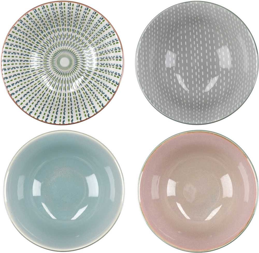 KitchenCraft Sada kameninových misek Floral, 4 ks, 15.5 x 7.5 cm