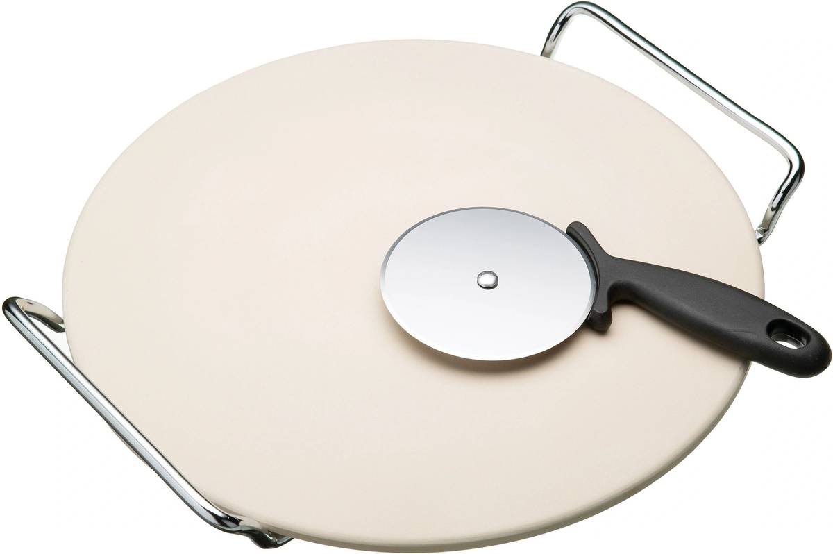 KitchenCraft World of Flavours Kámen na pizzu a kráječ, 32 cm