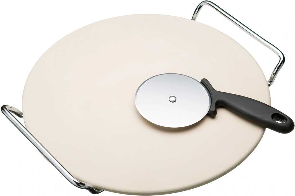 KitchenCraft World of Flavours Kámen na pizzu a kráječ, 32 cm