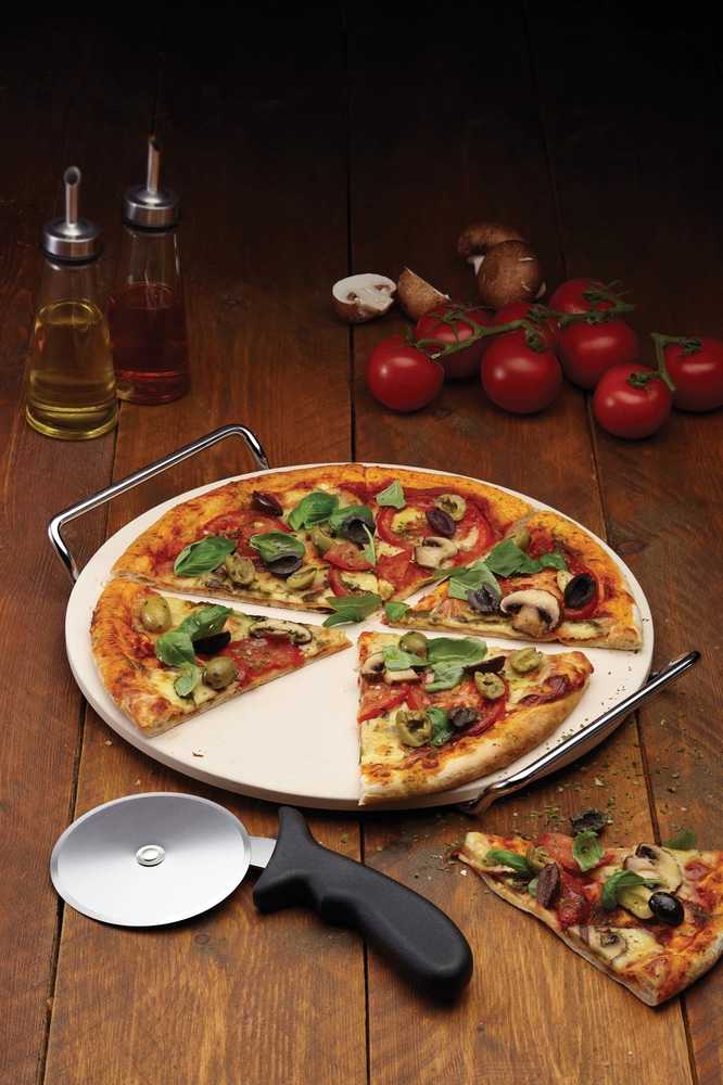 KitchenCraft World of Flavours Kámen na pizzu a kráječ, 32 cm