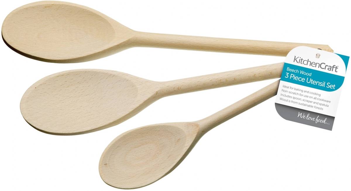 KitchenCraft Sada vařeček z bukového dřeva, 3 ks