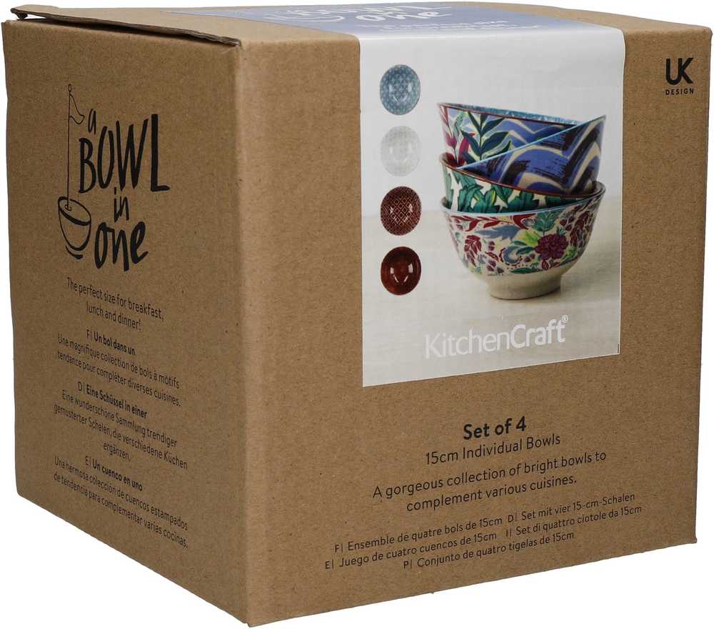 KitchenCraft Sada kameninových misek Vibrance, 4 ks, 15.5 cm x 7.5 cm
