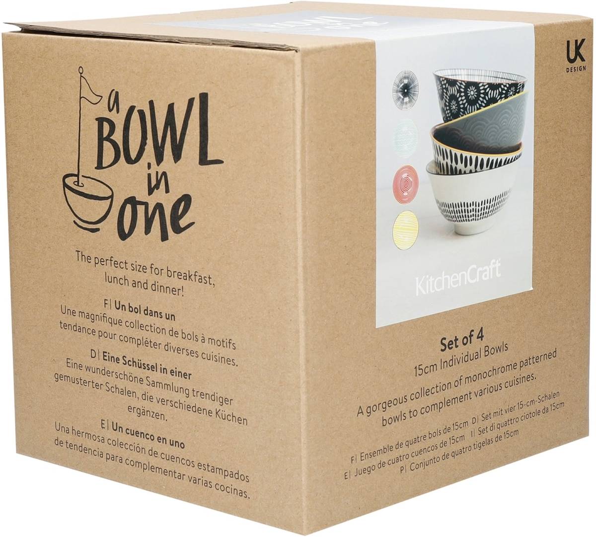 KitchenCraft Sada kameninových misek, 15.5 cm, 4 ks
