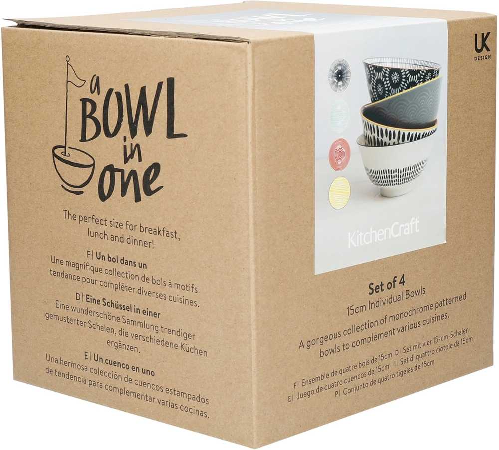 KitchenCraft Sada kameninových misek, 15.5 cm, 4 ks