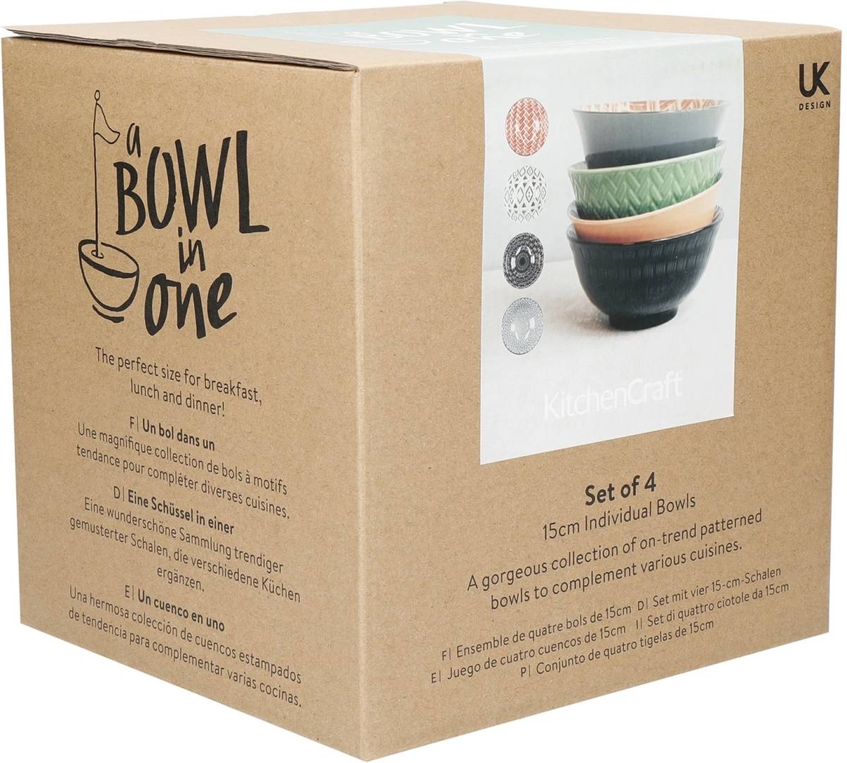 KitchenCraft Sada kameninových misek, 15.5 cm, 4 ks