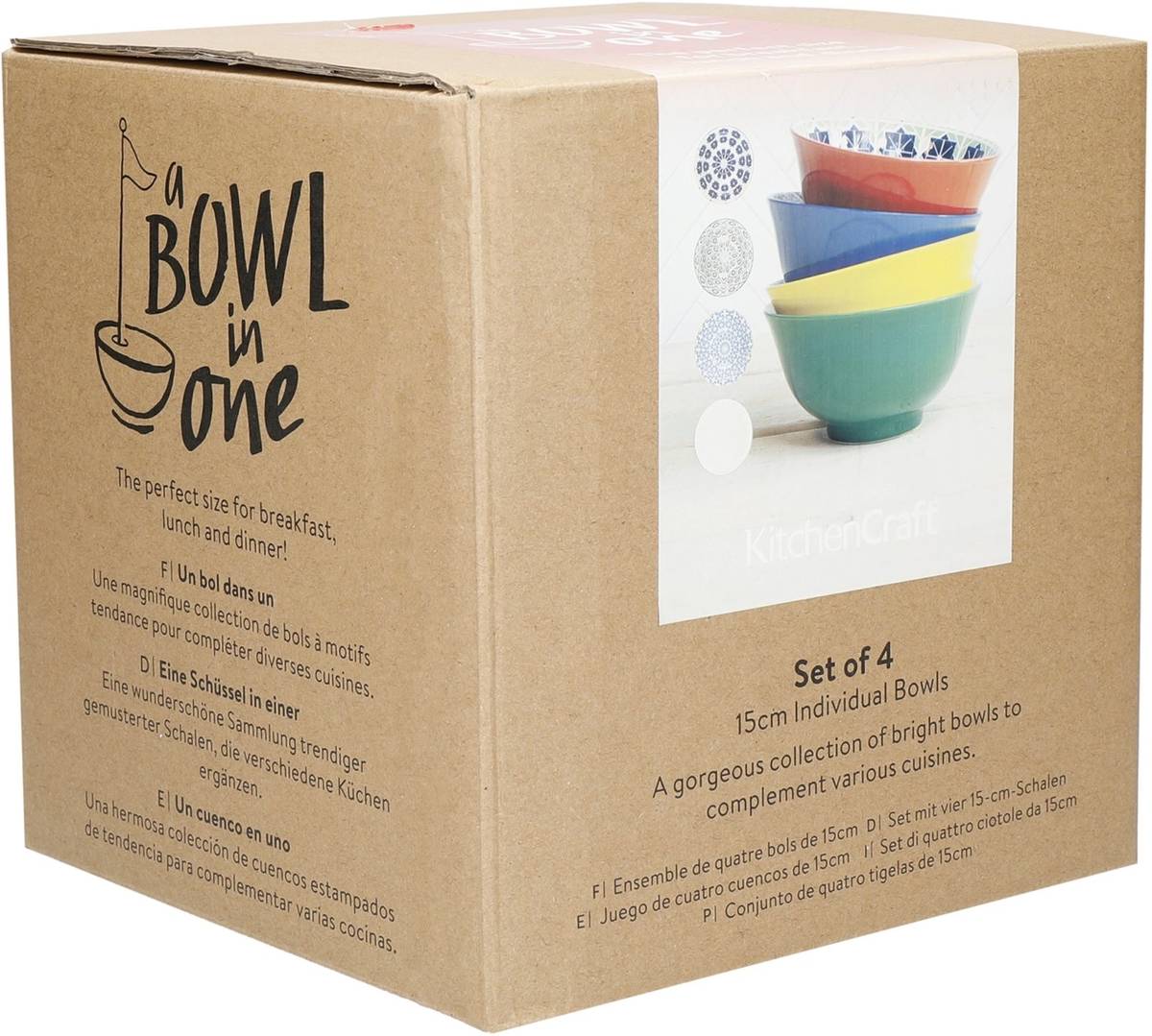KitchenCraft Sada kameninových misek, 15.5 cm, 4 ks
