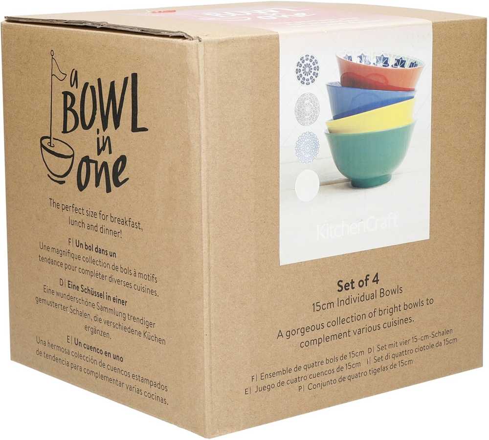 KitchenCraft Sada kameninových misek, 15.5 cm, 4 ks