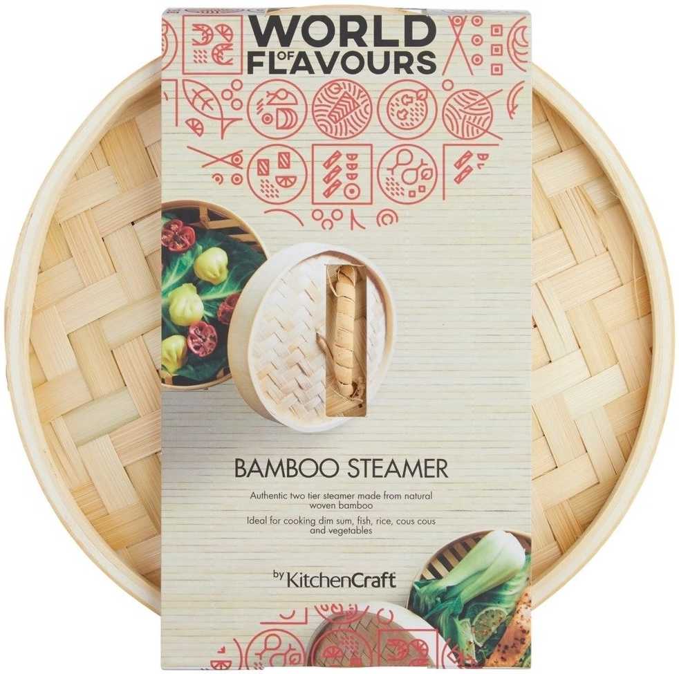 KitchenCraft World of Flavours Dvoupatrový bambusový napařovák, 20 cm