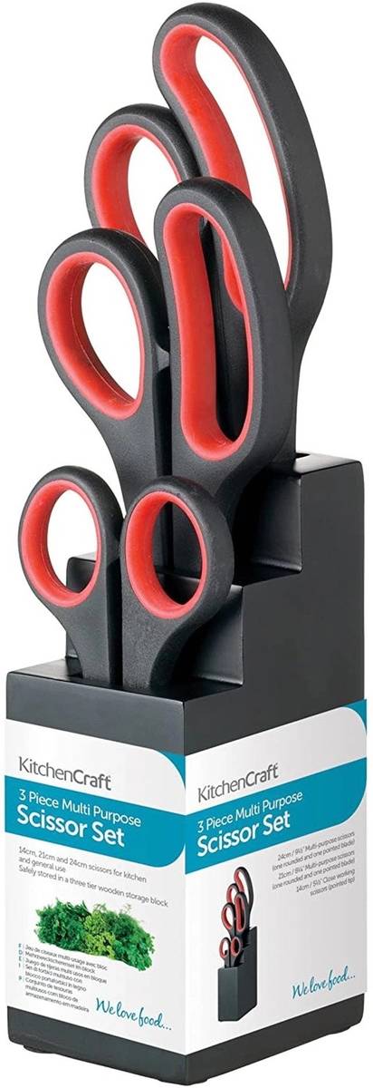KitchenCraft Sada nůžek v bloku, 4 ks
