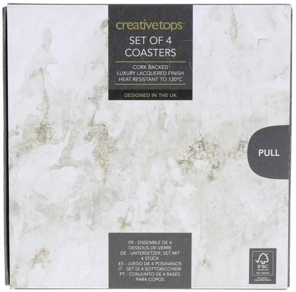 Creative Tops Sada podložek pod skleničky, 10.5 cm, Grey Marble Effect, 4 ks