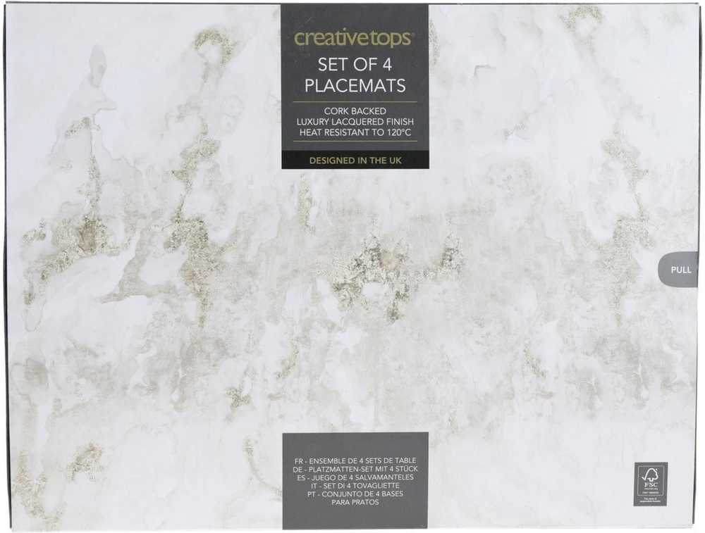 Creative Tops Sada prostírání, 30 x 23 cm, Grey Marble Effect, 4 ks