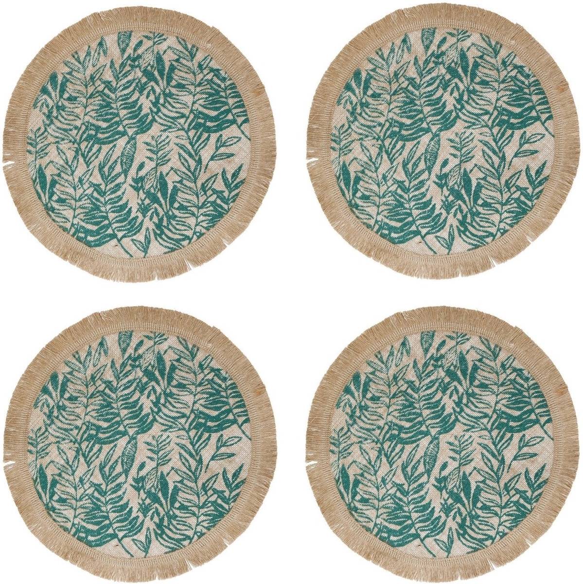 Creative Tops Sada prostírání, 42 cm, Hessian Green Leaf, 4 ks