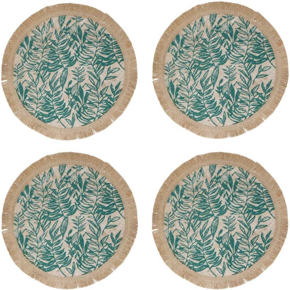 Creative Tops Sada prostírání, 42 cm, Hessian Green Leaf, 4 ks