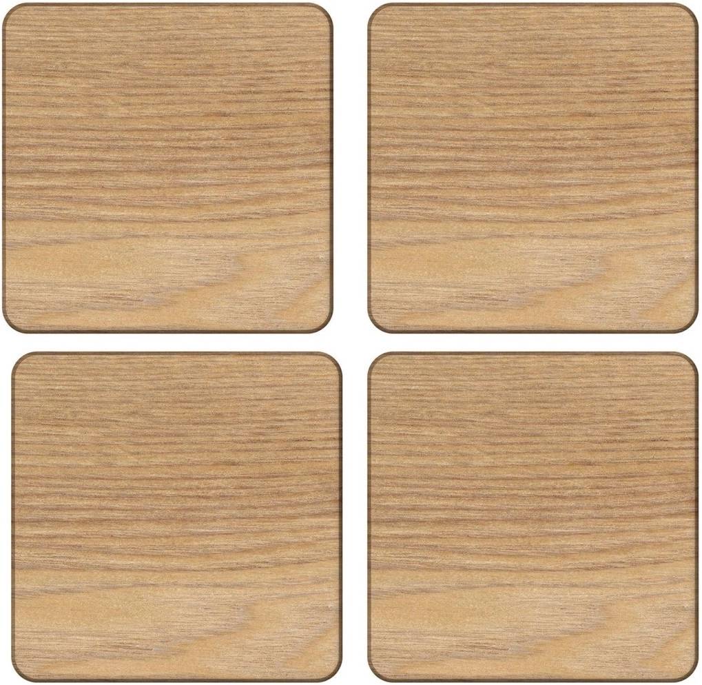 Creative Tops Sada podložek pod skleničky, 10.5 cm, Oak Veneer, 4 ks