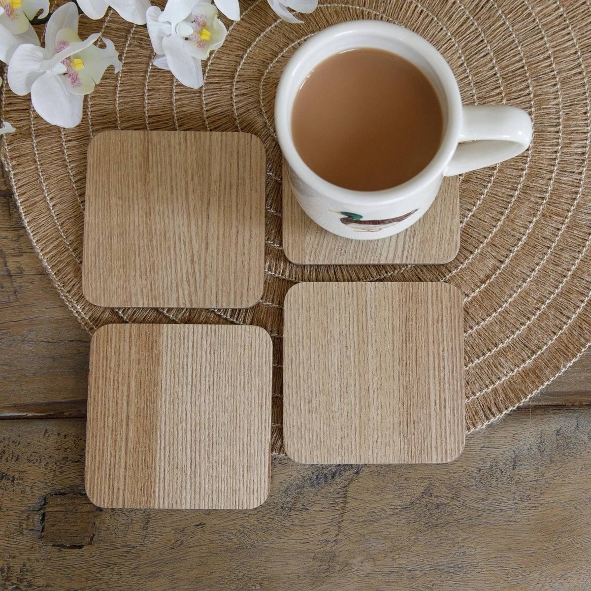 Creative Tops Sada podložek pod skleničky, 10.5 cm, Oak Veneer, 4 ks