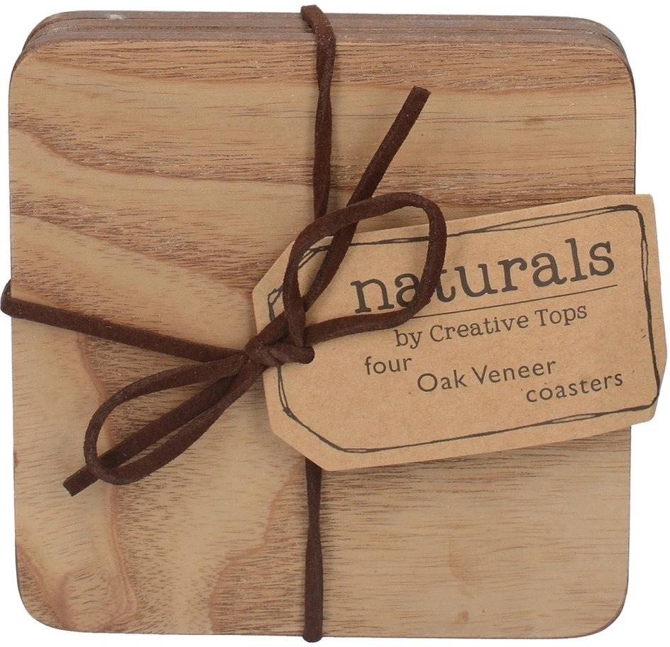 Creative Tops Sada podložek pod skleničky, 10.5 cm, Oak Veneer, 4 ks
