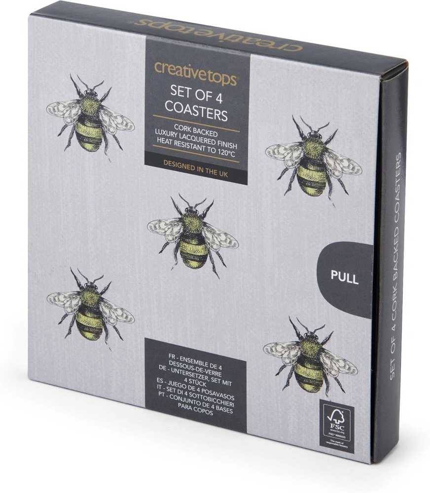 Creative Tops Sada podložek pod skleničky, 10.5 cm, Country Bee, 4 ks