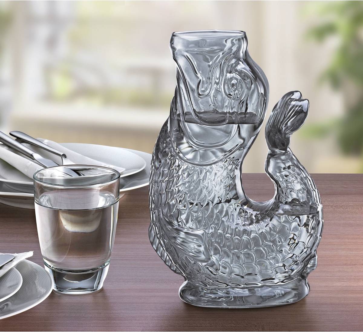 Cilio Skleněná karafa na vodu Nemo, šedá