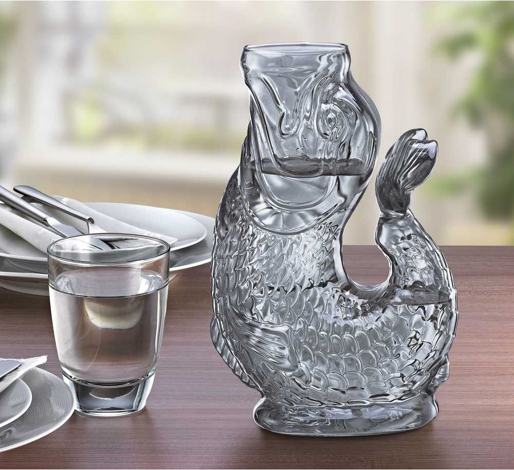 Cilio Skleněná karafa na vodu Nemo, šedá