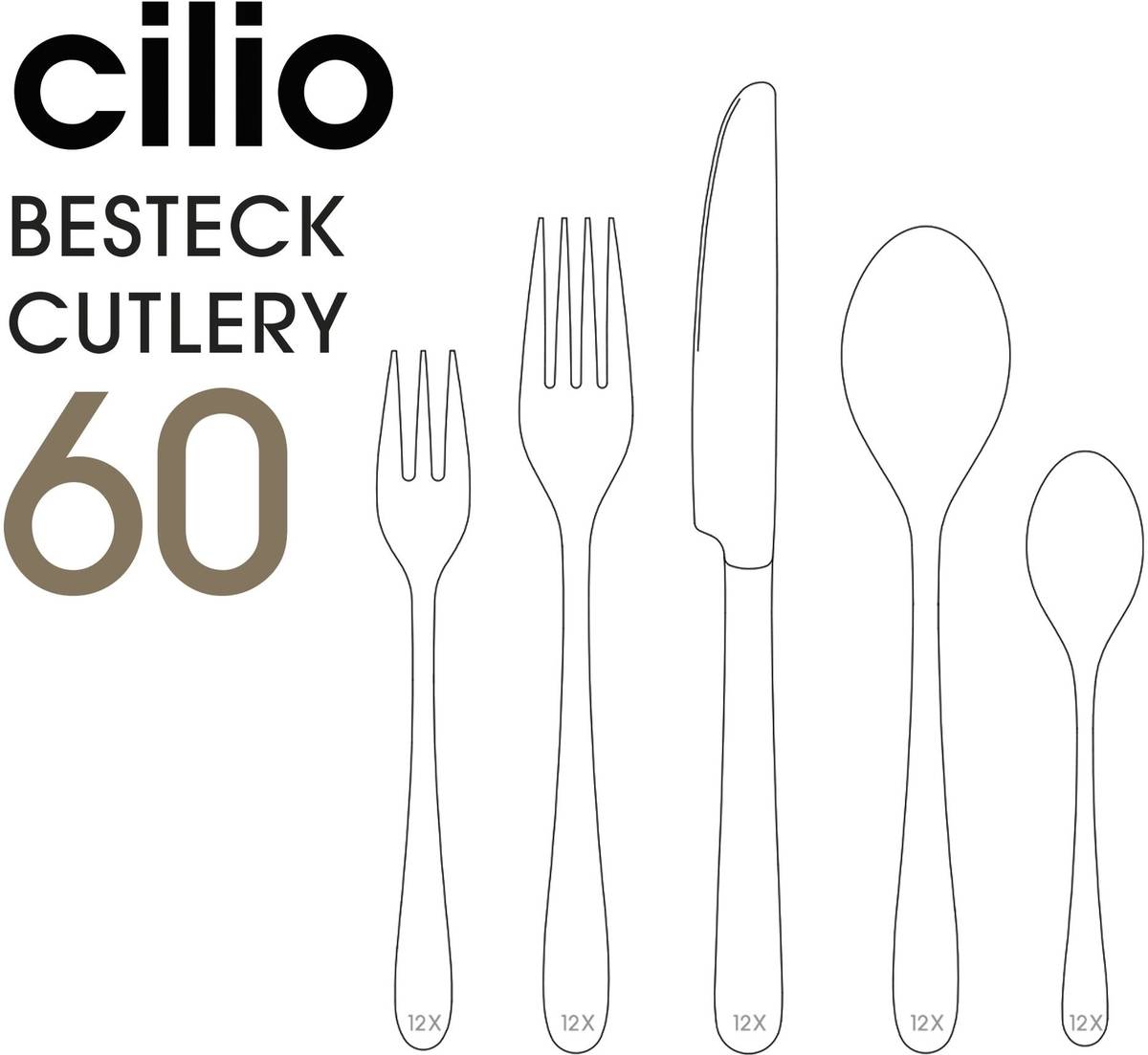 Cilio Příborová sada Venezia, 60 ks