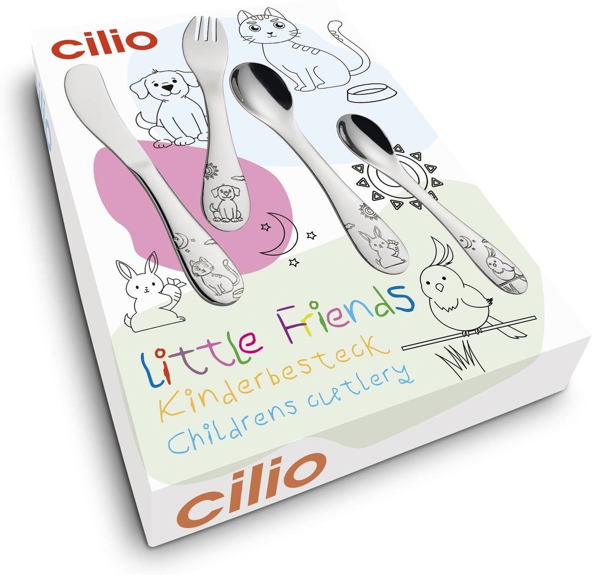 Cilio Dětská příborová sada Little Friends, 4 ks