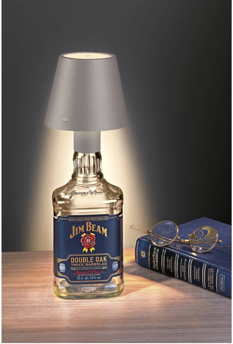 Cilio LED lampička na láhev Luce, šedá