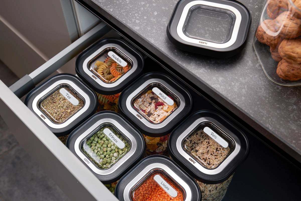 Gefu Pantry Sada nádob na skladování potravin, 4 ks