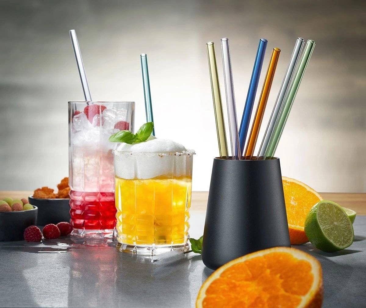 Gefu Sada skleněných brček s kartáčkem, 8 ks