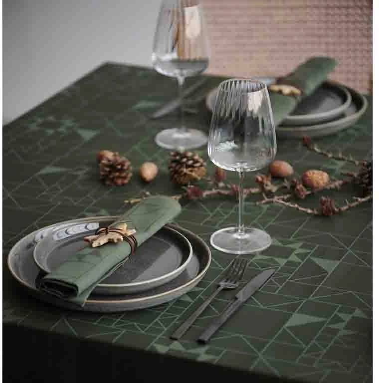 Södahl Kuchyňský ubrus 140x270 Star Damask Forest green